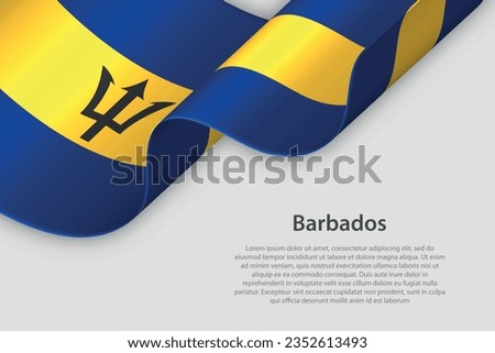 3d ribbon with national flag Barbados isolated on white background with copyspace