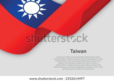 3d ribbon with national flag Taiwan isolated on white background with copyspace
