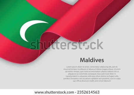 3d ribbon with national flag Maldives isolated on white background with copyspace