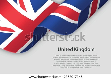 3d ribbon with national flag United Kingdom isolated on white background with copyspace