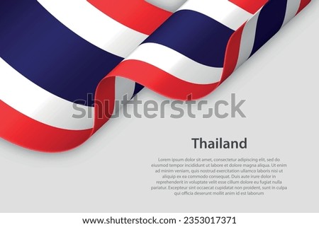 3d ribbon with national flag Thailand isolated on white background with copyspace