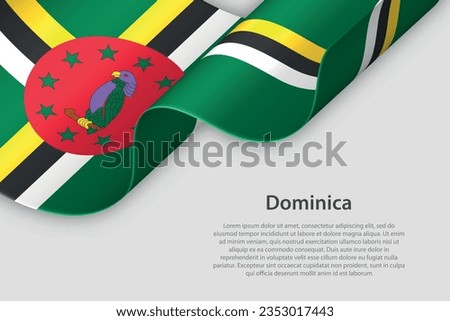 3d ribbon with national flag Dominica isolated on white background with copyspace