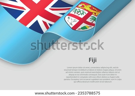 3d ribbon with national flag Fiji isolated on white background with copyspace