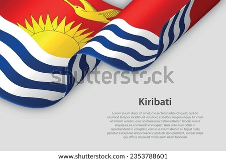 3d ribbon with national flag Kiribati isolated on white background with copyspace