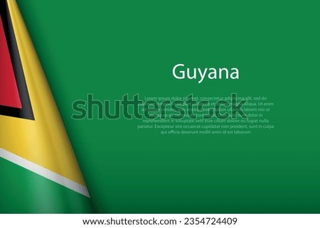 3d national flag Guyana isolated on background with copyspace