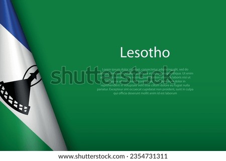 3d national flag Lesotho isolated on background with copyspace