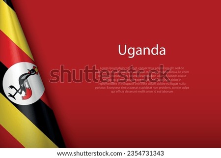 3d national flag Uganda isolated on background with copyspace