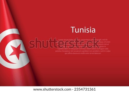 3d national flag Tunisia isolated on background with copyspace