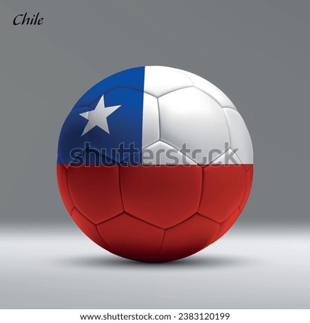 3d realistic soccer ball iwith flag of Chile on studio background, Football banner template