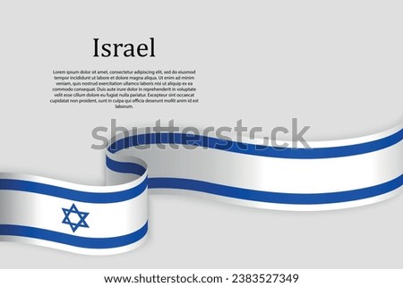 Ribbon flag of Israel. Celebration background template