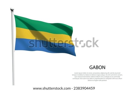 National flag Gabon isolated waving on white background