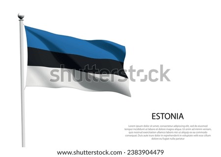 National flag Estonia isolated waving on white background