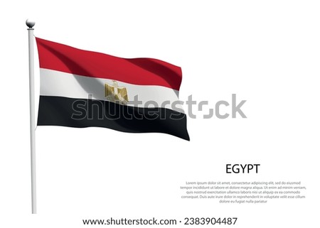 National flag Egypt isolated waving on white background