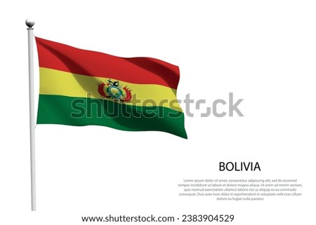 National flag Bolivia isolated waving on white background