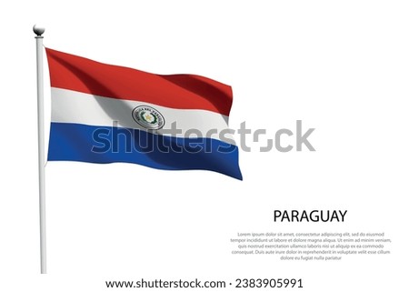 National flag Paraguay isolated waving on white background