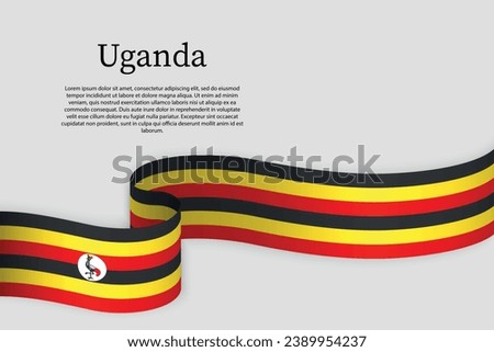 Ribbon flag of Uganda. Celebration background template