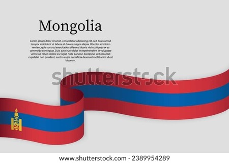 Ribbon flag of Mongolia. Celebration background template