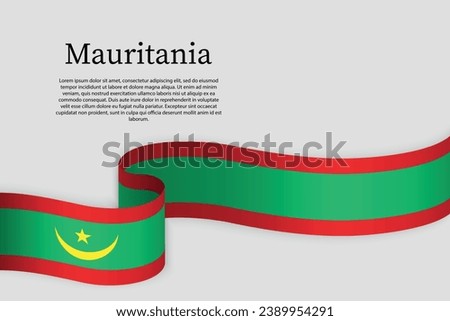 Ribbon flag of Mauritania. Celebration background template