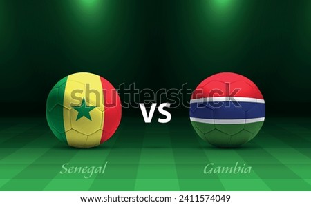 Senegal vs Gambia football scoreboard broadcast template for soccer africa tournament 2023