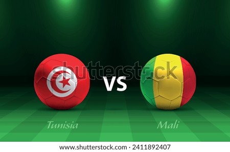 Tunisia vs Mali football scoreboard broadcast template for soccer africa tournament 2023