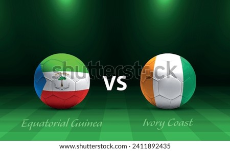 Equatorial Guinea vs Ivory Coast football scoreboard broadcast template for soccer africa tournament 2023