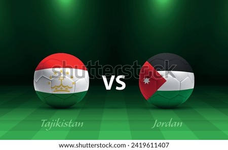 Tajikistan vs Jordan football scoreboard broadcast template for soccer asia tournament 2023