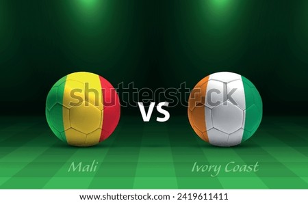 Mali vs Ivory Coast football scoreboard broadcast template for soccer africa tournament 2023