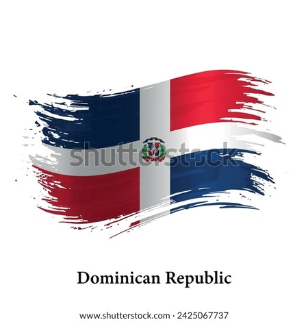 Grunge flag of Dominican Republic, brush stroke vector background 