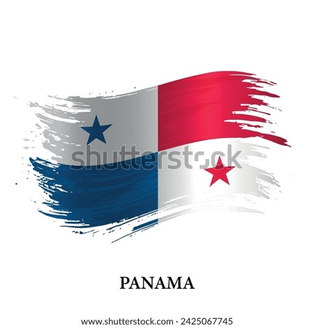 Grunge flag of Panama, brush stroke vector background 