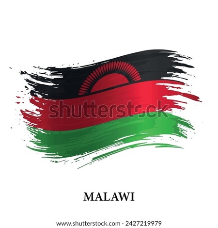 Grunge flag of Malawi, brush stroke vector background 