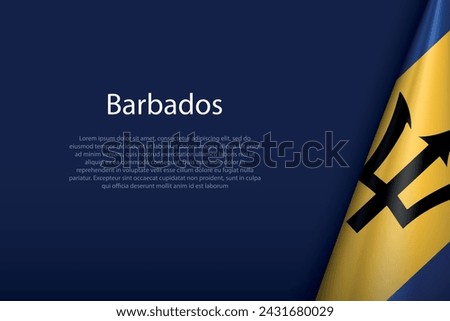 Barbados national flag isolated on dark background with copyspace