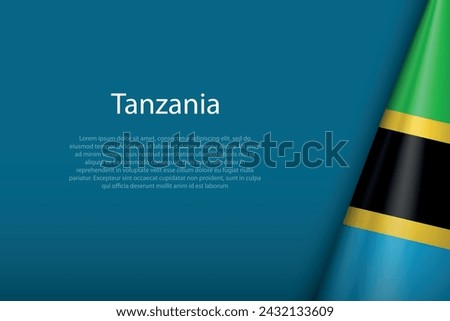 Tanzania national flag isolated on dark background with copyspace
