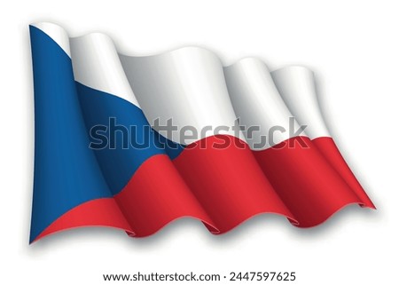 Realistic waving flag of Czech Republic isolated on white background