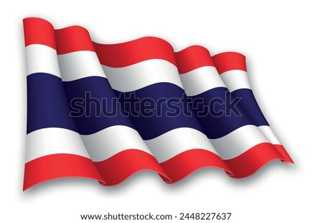 Realistic waving flag of Thailand isolated on white background