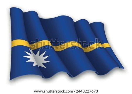 Realistic waving flag of Nauru isolated on white background