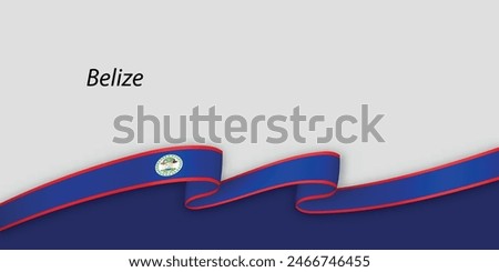 3d ribbon with national flag Belize isolated on white background with copyspace