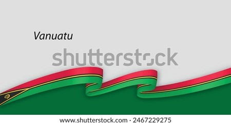 3d ribbon with national flag Vanuatu isolated on white background with copyspace