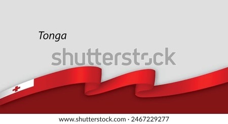 3d ribbon with national flag Tonga isolated on white background with copyspace