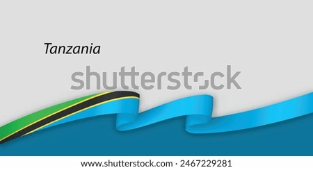 3d ribbon with national flag Tanzania isolated on white background with copyspace