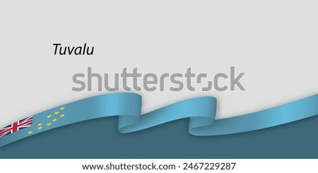 3d ribbon with national flag Tuvalu isolated on white background with copyspace