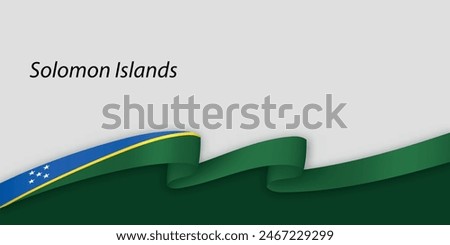 3d ribbon with national flag Solomon Islands isolated on white background with copyspace