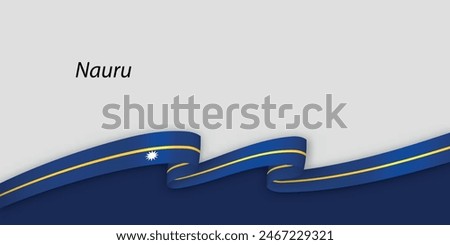 3d ribbon with national flag Nauru isolated on white background with copyspace