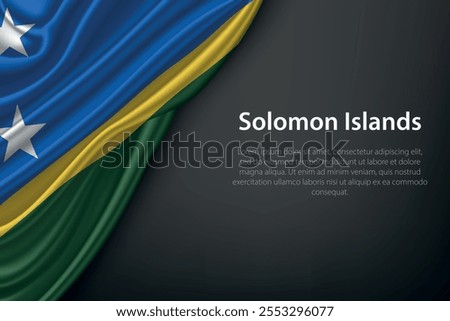 Realistic depiction of the Solomon Islands flag with flowing texture on a dark background