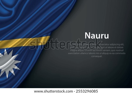 Realistic depiction of the Nauru flag with flowing texture on a dark background