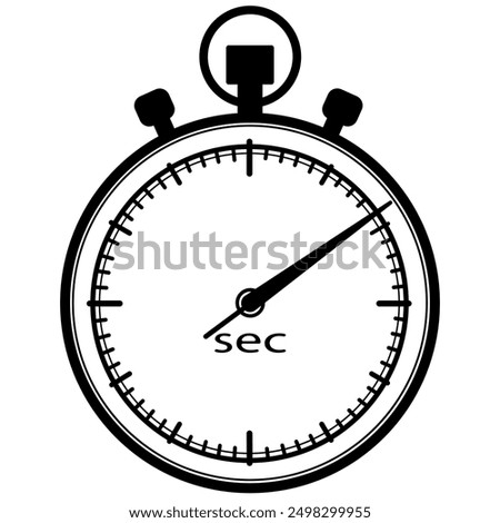 Vector black and white stopwatch illustration, monochrome stopwatch vector image