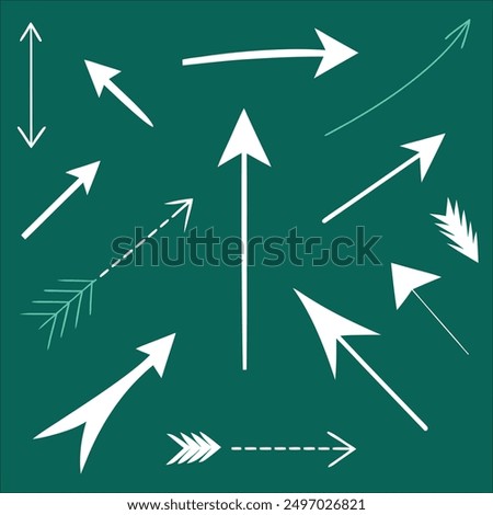 Set of arrows dashed lines and decorative tails