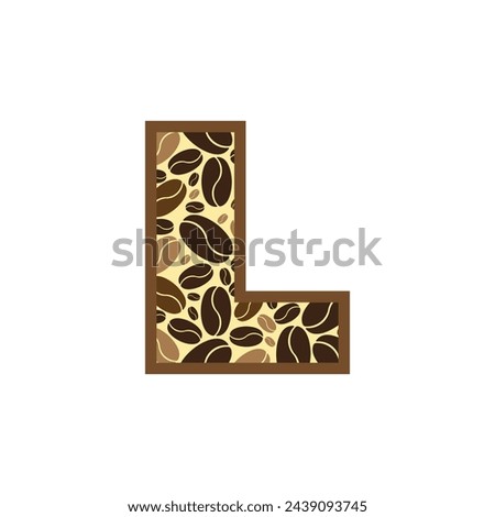 Letter l made of coffee beans vector set, Logo Font  Coffee Beans.