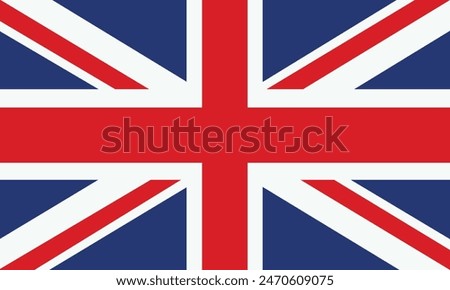 The British flag. Flag icon. Standard color. Standard size. A rectangular flag. Computer illustration. Digital illustration. Vector illustration.