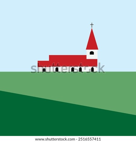 Similar – Image, Stock Photo Small church at night against sky with aurora borealis