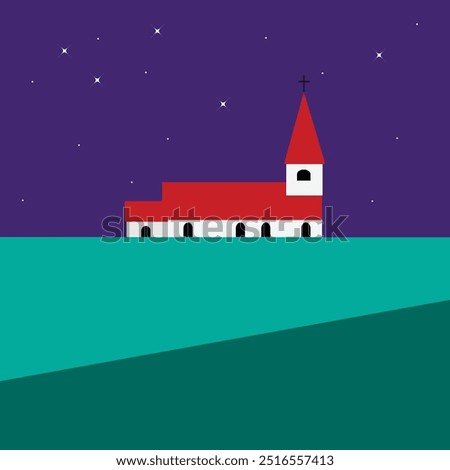 Similar – Image, Stock Photo Small church at night against sky with aurora borealis